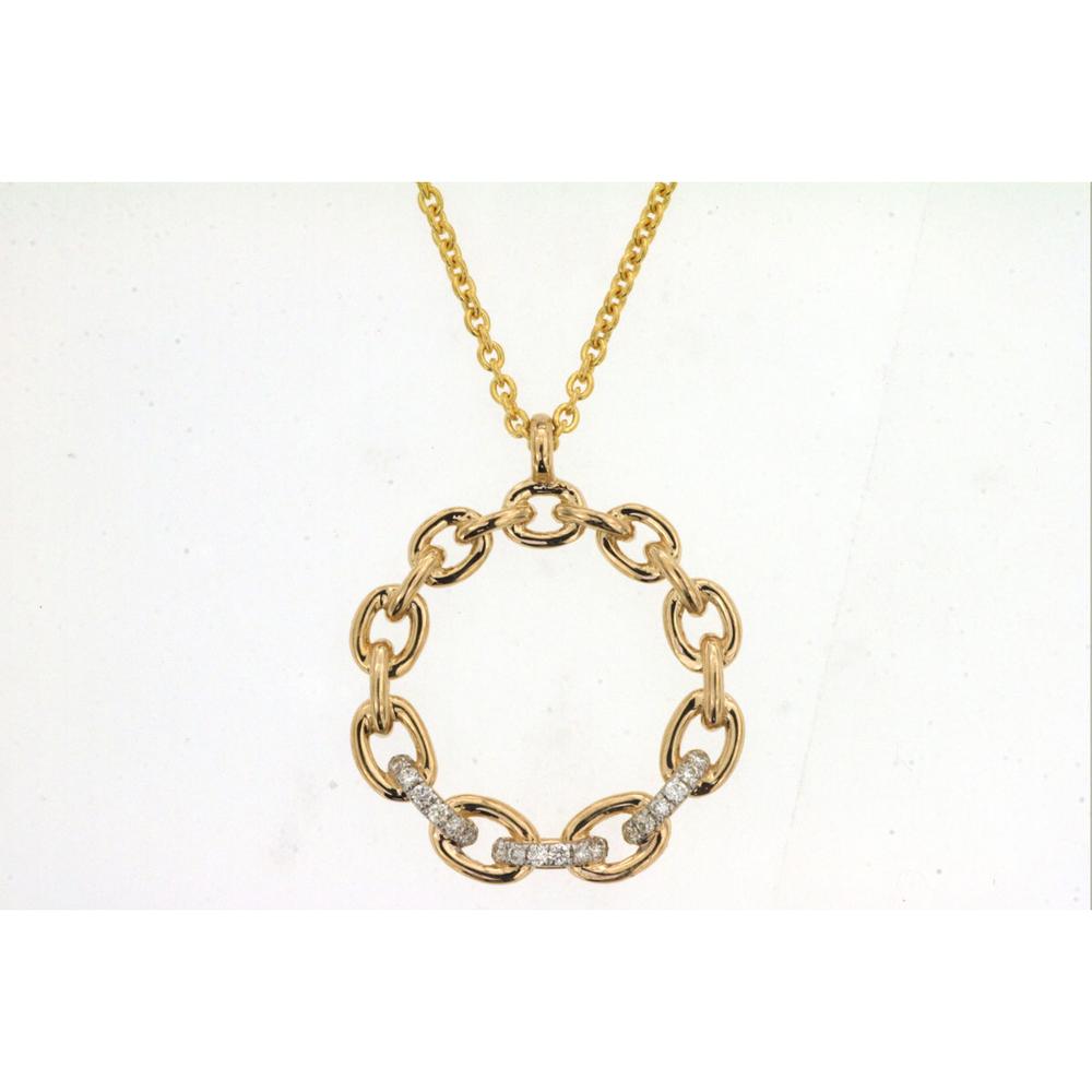 Royal 14K Yellow Gold Pendant Necklace with Alternating Diamond Stations - 0.05 Carats Total Diamond Weight