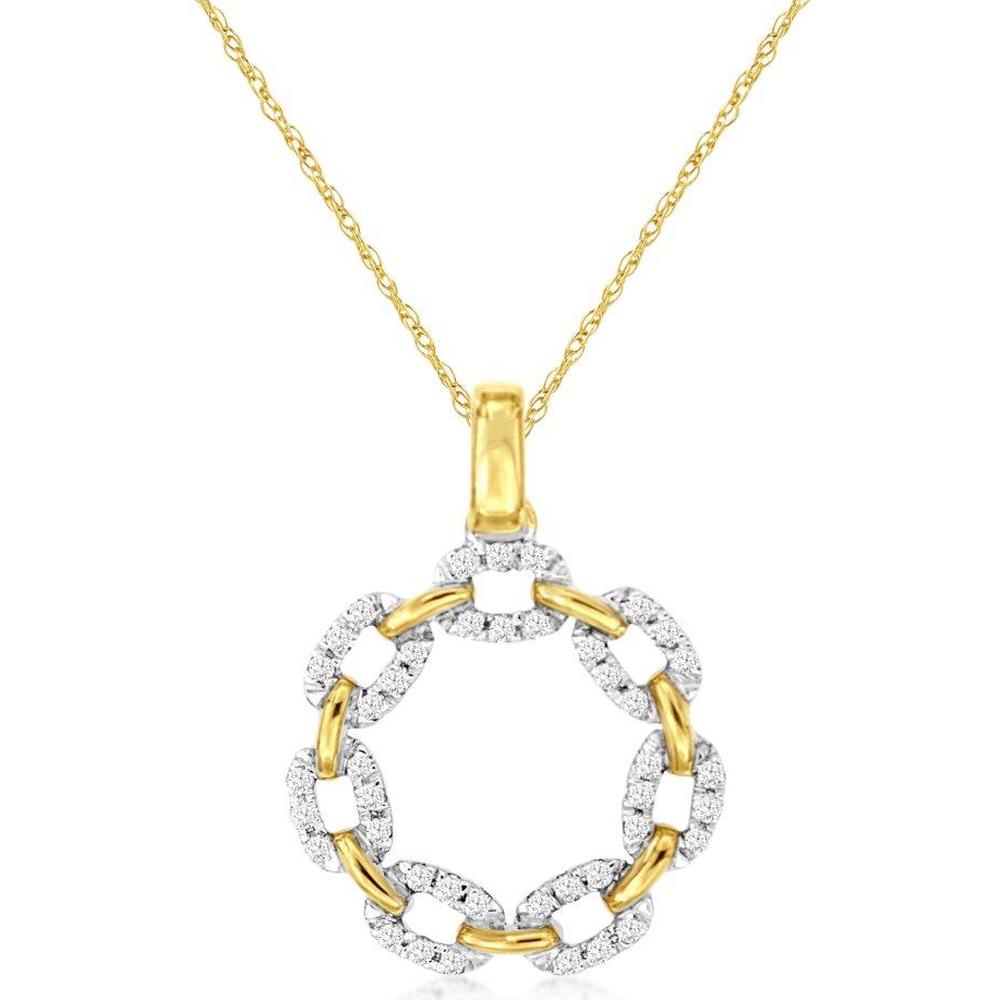 Royal 14K Yellow Gold Pendant with Interlinked Diamond Links - 0.18 Carat Total Diamond Weight