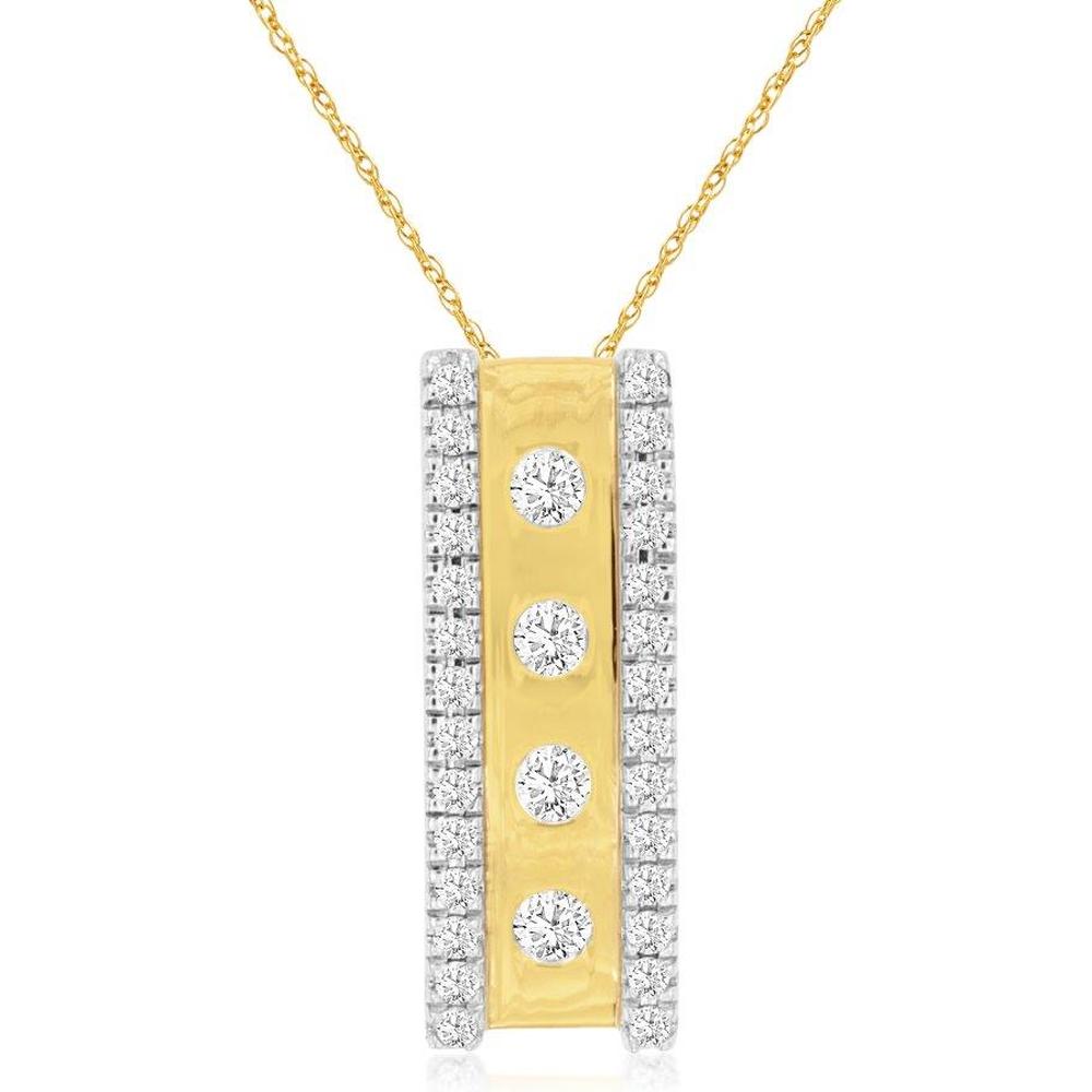 Royal 14K Yellow Gold Pendant with Round and Pave-Set Diamonds - 0.25 Carat Total Diamond Weight