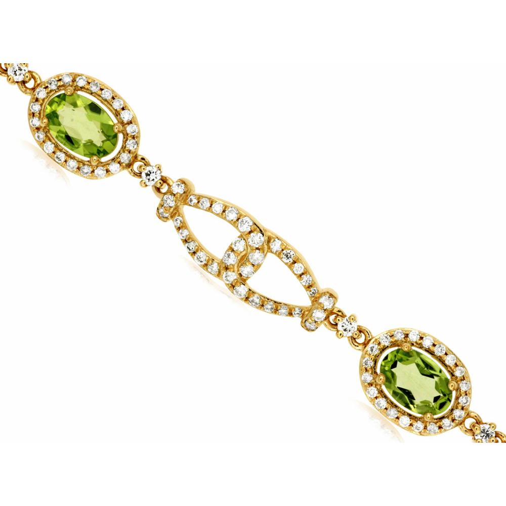 Royal 14K Yellow Gold Peridot & Diamond Bracelet - Nature's Elegance