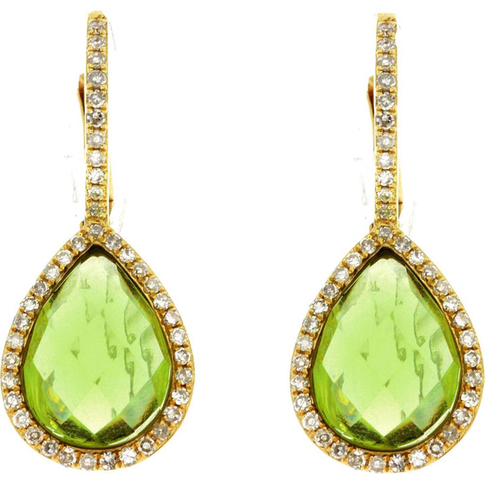 Royal 14K Yellow Gold Peridot & Diamond Halo Earrings - 4.10 Carat Total Gem Weight