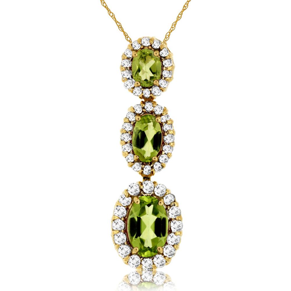 Royal 14K Yellow Gold Peridot & Diamond Pendant - Nature's Elegance