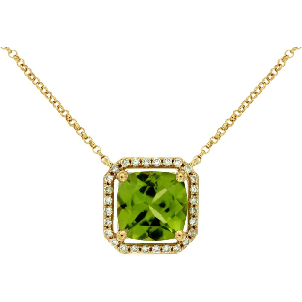 Royal 14K Yellow Gold Peridot & Diamond Pendant - Nature's Harmony