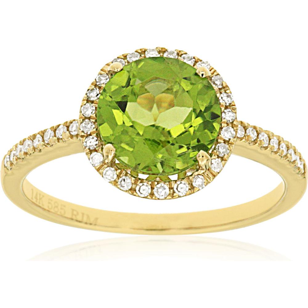 Royal 14K Yellow Gold Peridot & Diamond Ring - 2.16 Carat Total Gem Weight