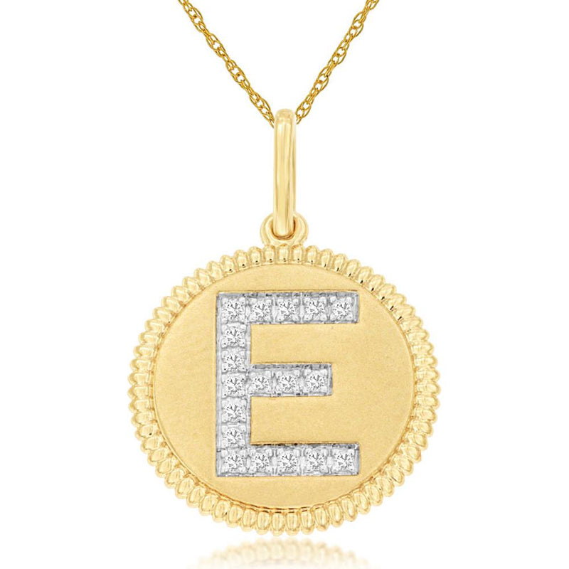 Royal 14K Yellow Gold Personalized Initial Diamond Pendant - 0.09 Carat Total Diamond Weight