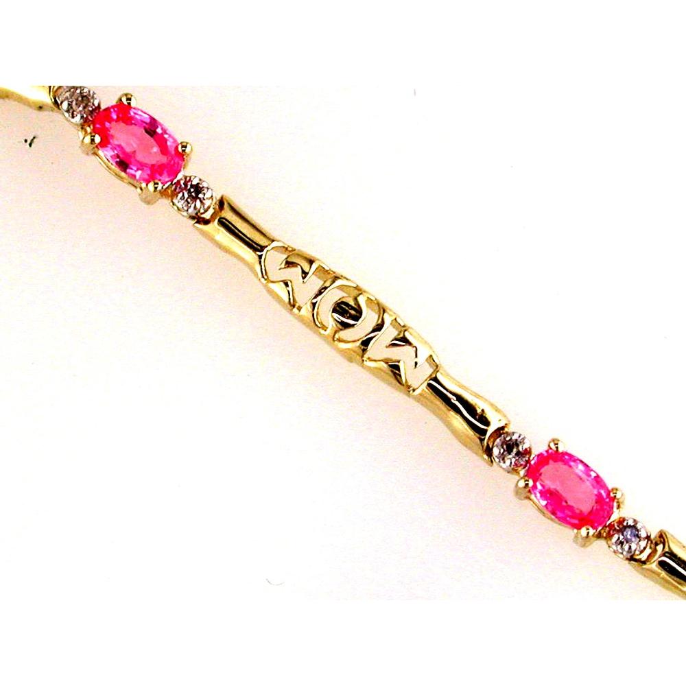 Royal 14K Yellow Gold Pink Sapphire and Diamond Bracelet - Elegant Feminine Beauty