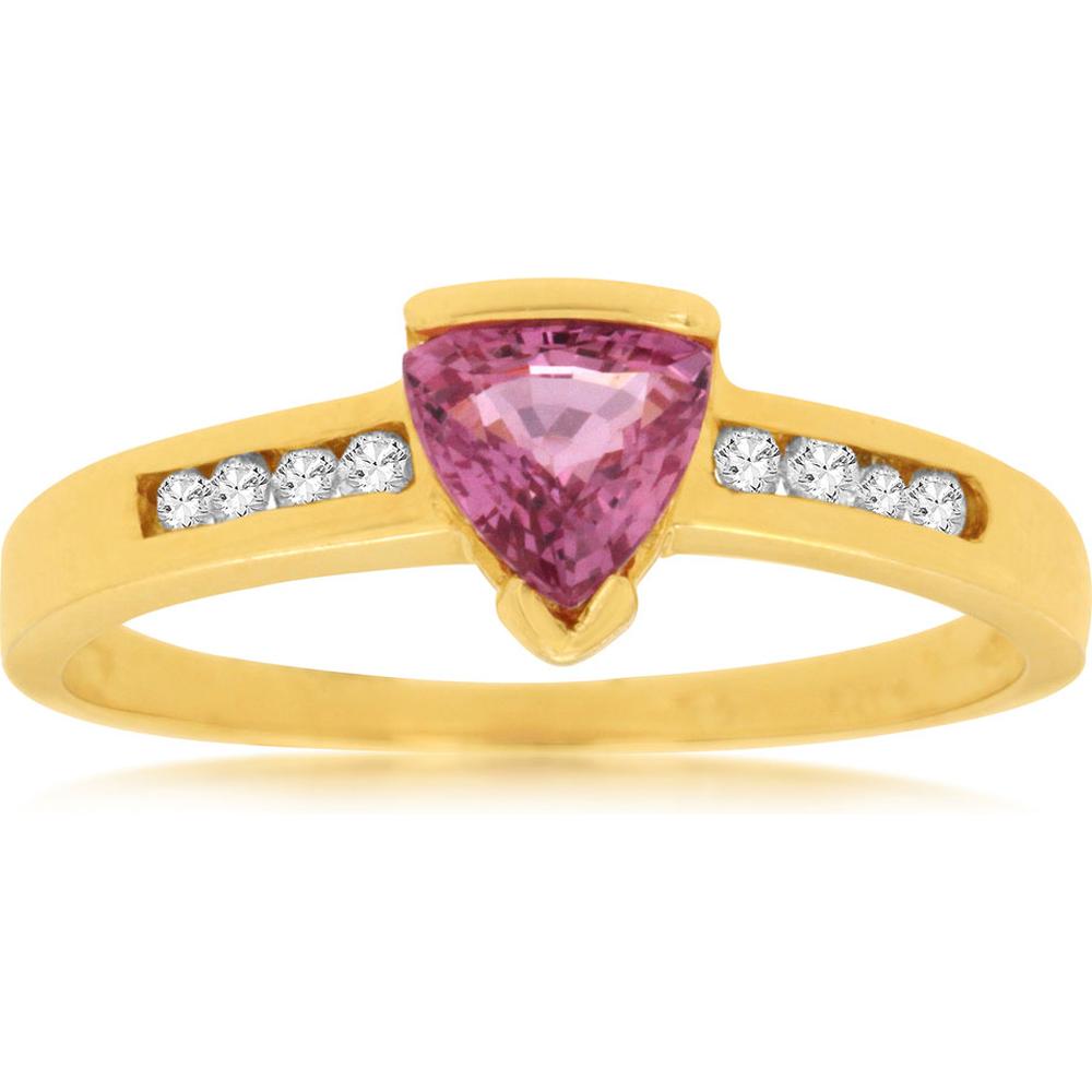 Royal 14K Yellow Gold Pink Sapphire & Diamond Ring - Timeless Elegance