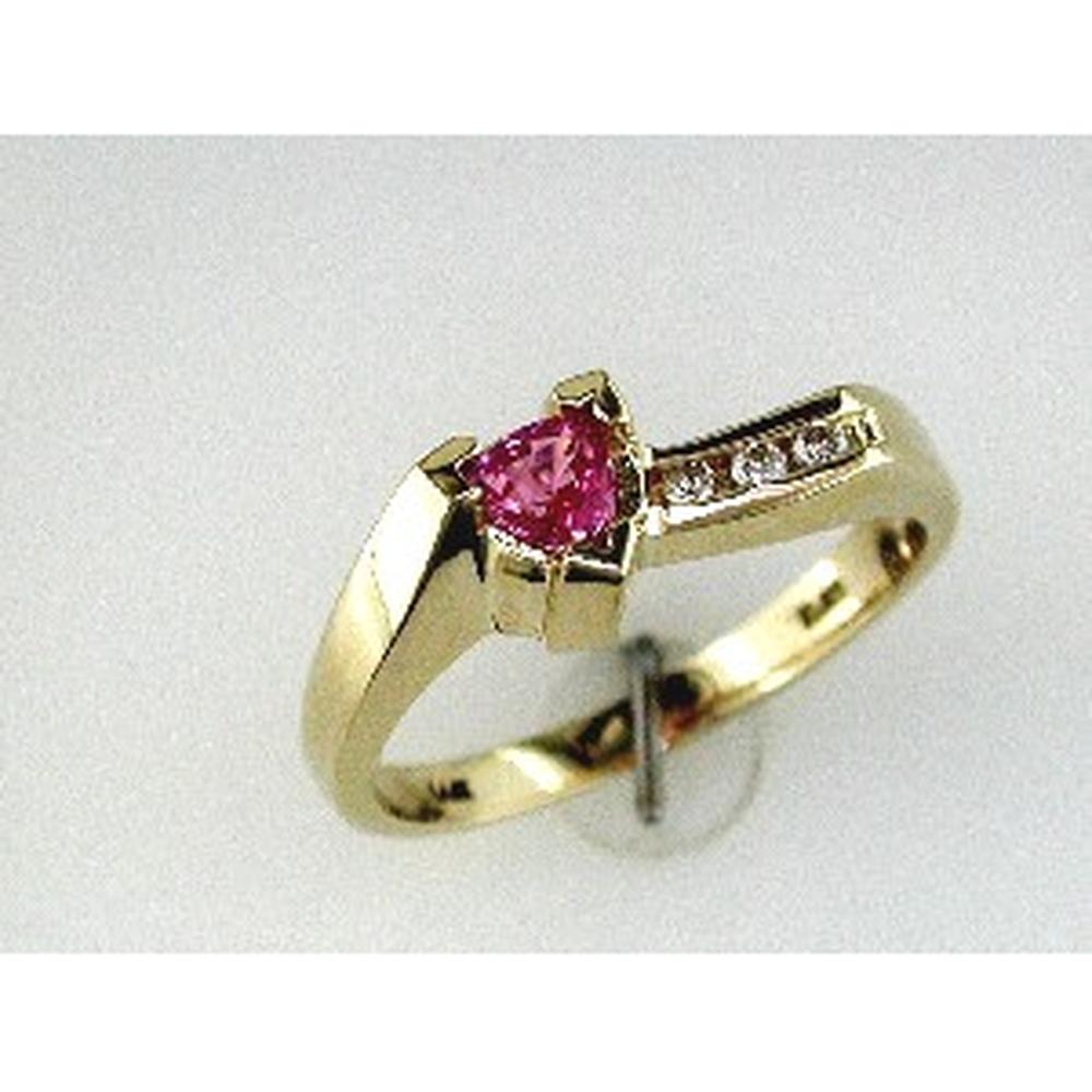 Royal 14K Yellow Gold Pink Sapphire & Diamond Trillion Ring - 0.40 Carat Total Gem Weight
