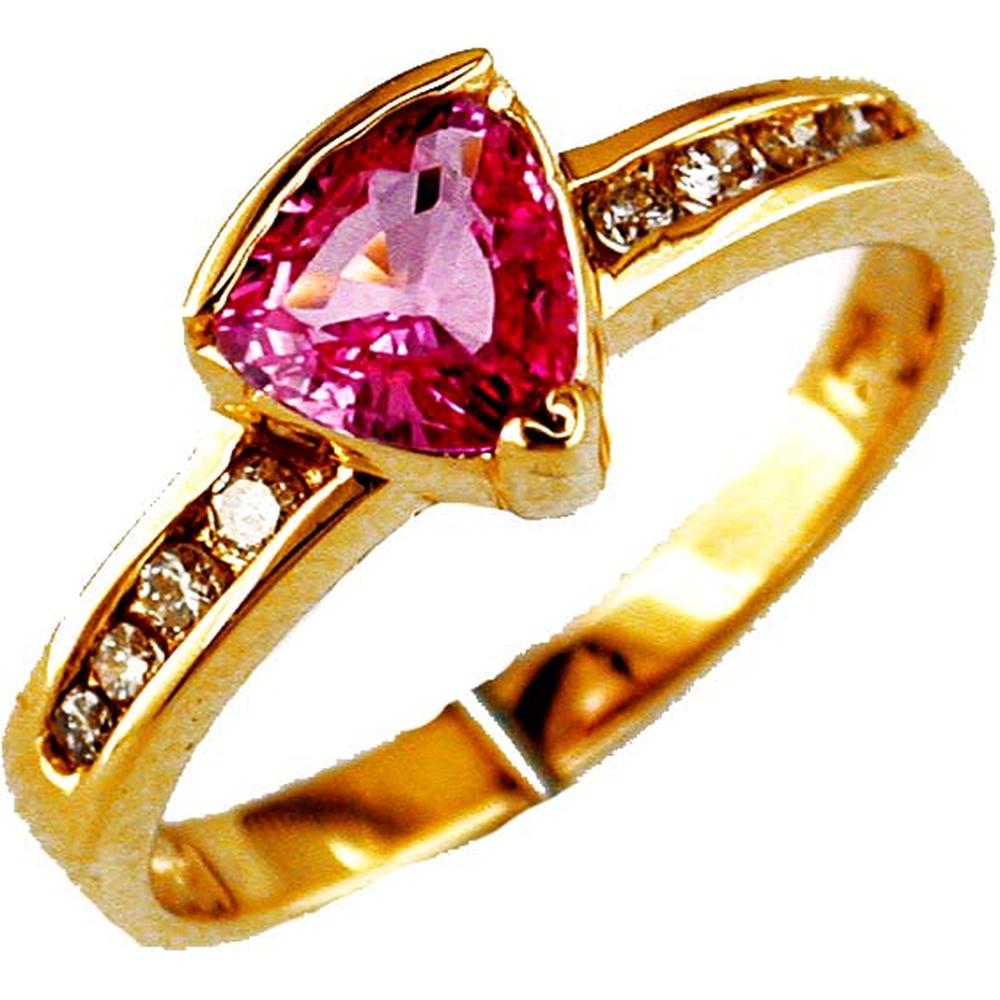 Royal 14K Yellow Gold Pink Sapphire & Diamond Trillion Ring - 0.93 Carat
