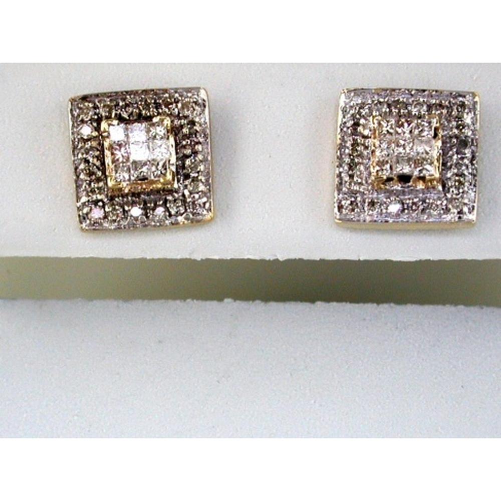 Royal 14K Yellow Gold Princess Cut Diamond Earrings - 0.50 Carat Total Diamond Weight