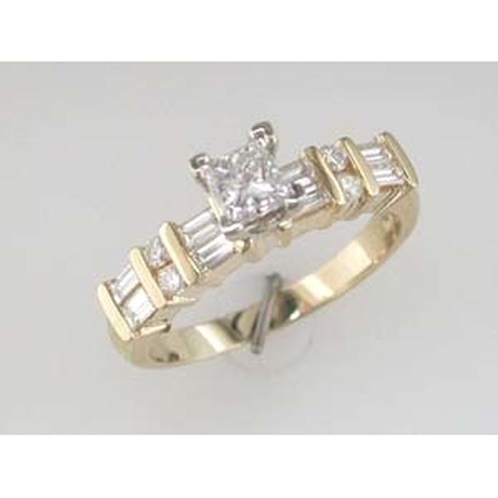 Royal 14K Yellow Gold Princess Cut Diamond Engagement Ring - 0.42 Carat Total Diamond Weight