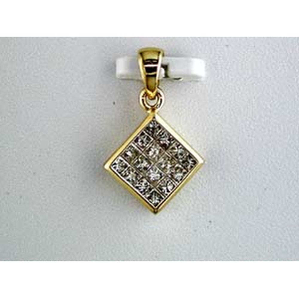 Royal 14K Yellow Gold Princess Cut Diamond Pendant - 0.50 Carat Total Diamond Weight