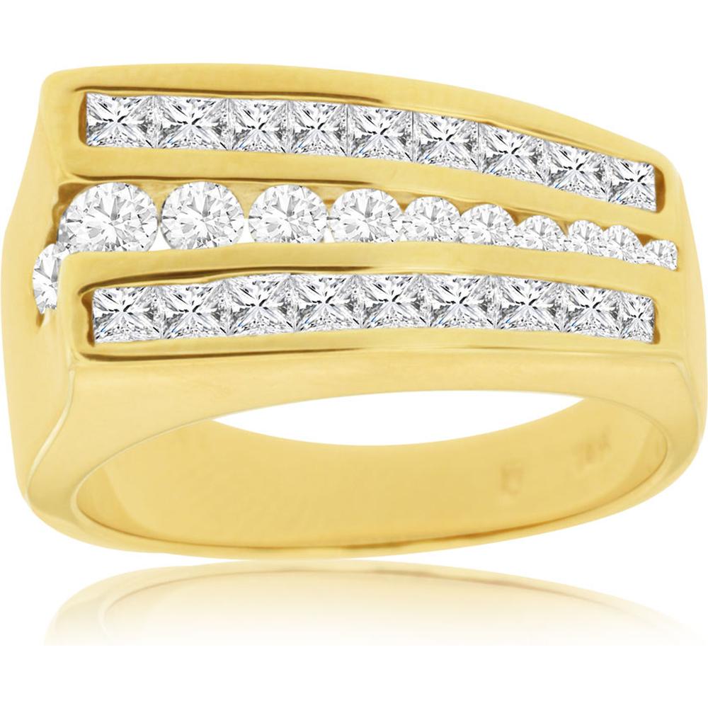 Royal 14K Yellow Gold Princess Cut Diamond Ring - 1.00 Carat Total Diamond Weight