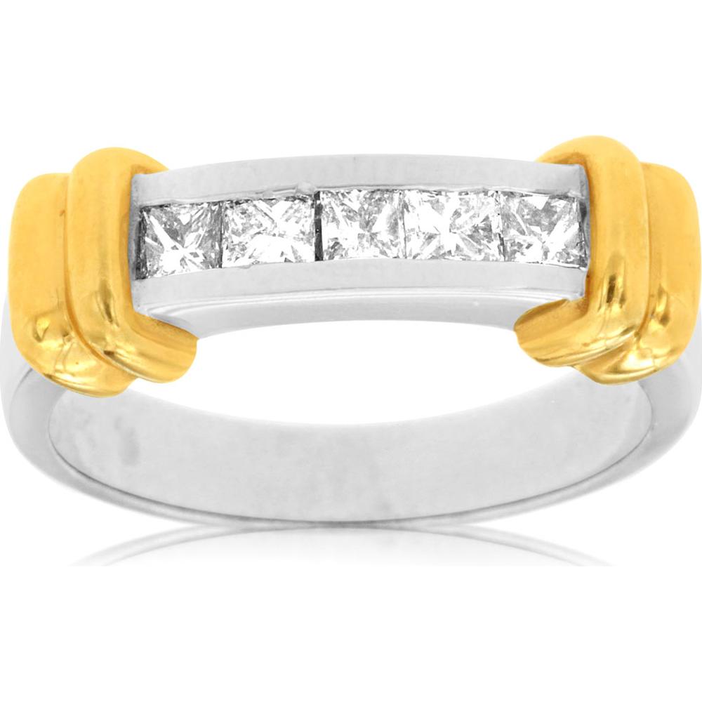 Royal 14K Yellow Gold Princess Cut Diamond Wedding Ring - 0.62 Carat