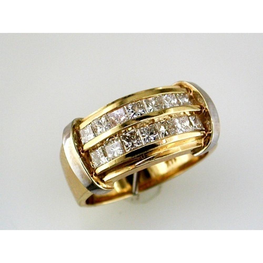 Royal 14K Yellow Gold Princess Cut Diamond Wedding Ring - 1.20 Carat Total Diamond Weight