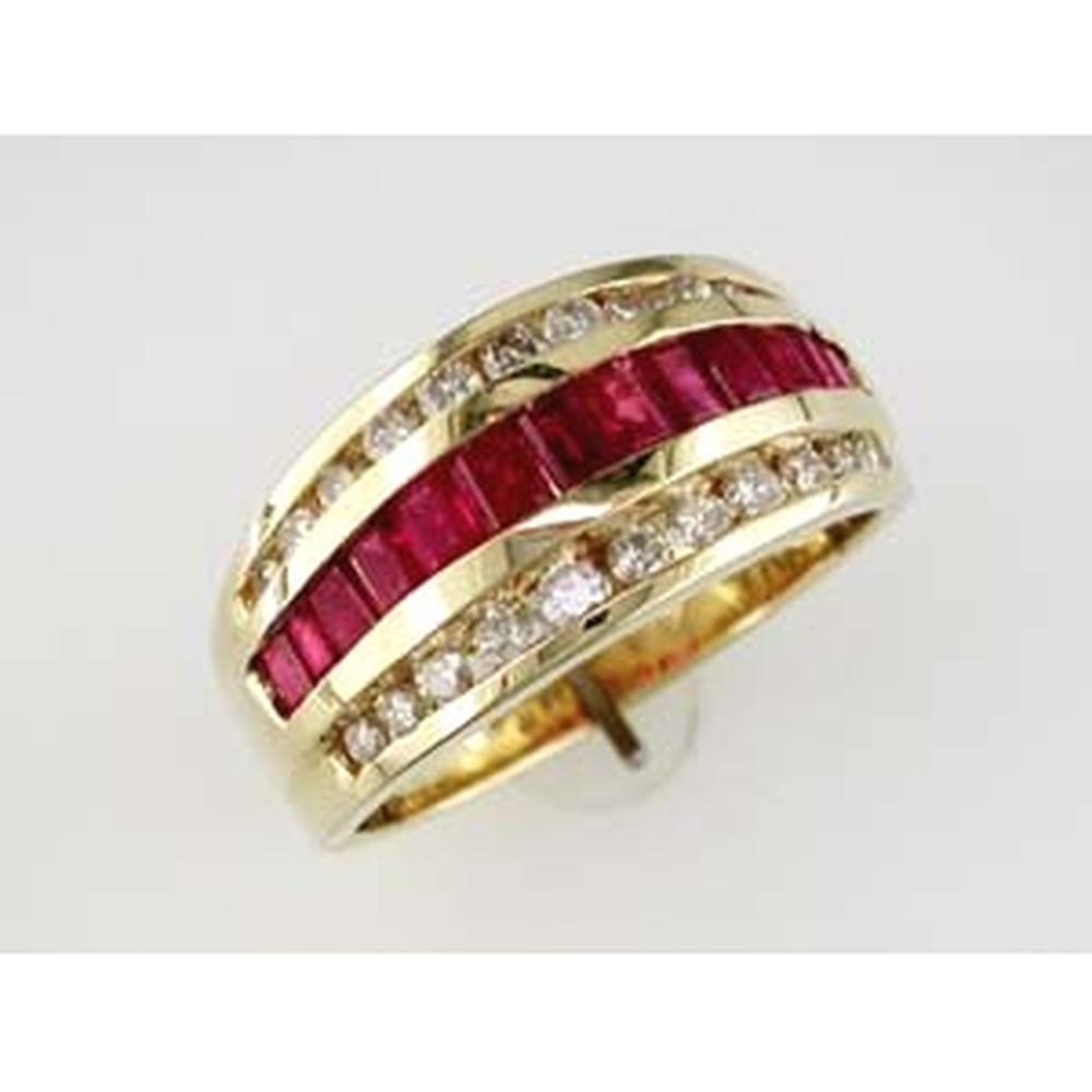 Royal 14K Yellow Gold Princess Cut Ruby & Diamond Ring - Timeless Elegance