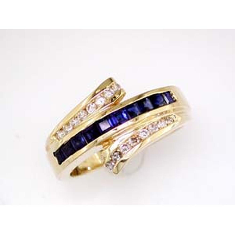 Royal 14K Yellow Gold Princess Cut Sapphire & Diamond Ring - 0.85 Carat Sapphire