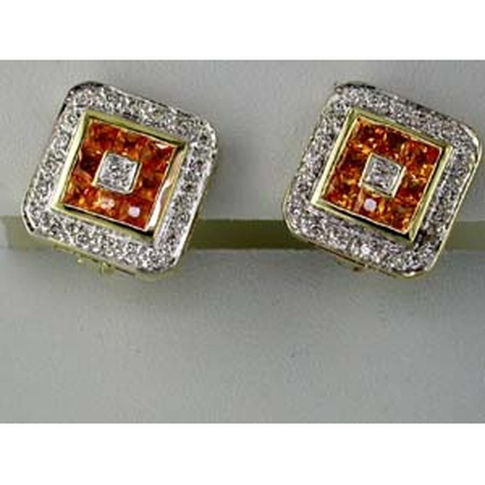 Royal 14K Yellow Gold Princess-Cut Yellow Sapphire & Diamond Earrings - 1.16 Carat Total Gem Weight