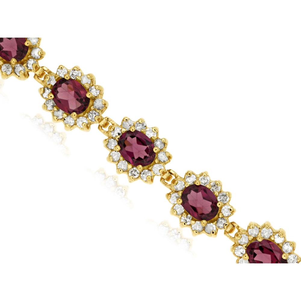 Royal 14K Yellow Gold Rhodolite and Diamond 2.45 Carat Bracelet