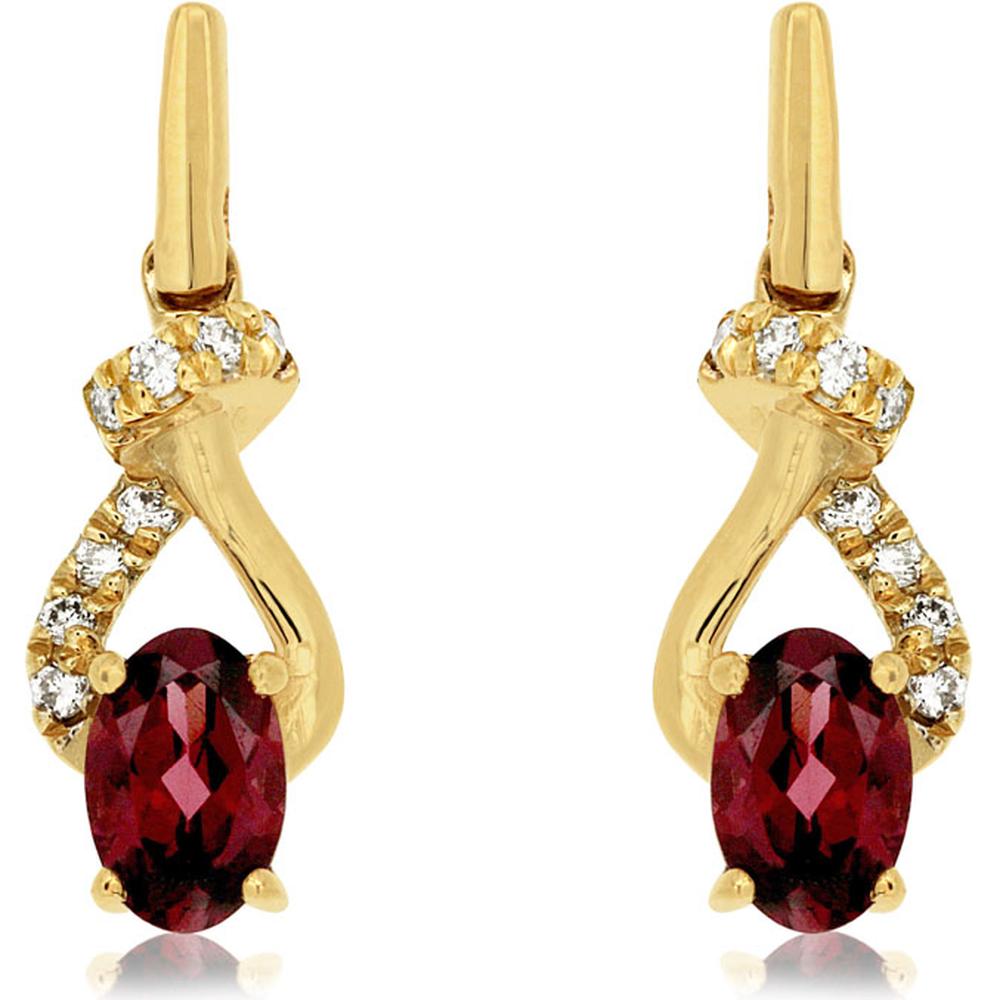 Royal 14K Yellow Gold Rhodolite & Diamond Halo Earrings - Timeless Elegance