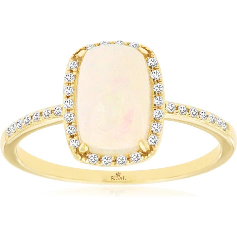 Royal 14K Yellow Gold Ring with 1.00 Carat Opal and 0.14 Carat Diamonds