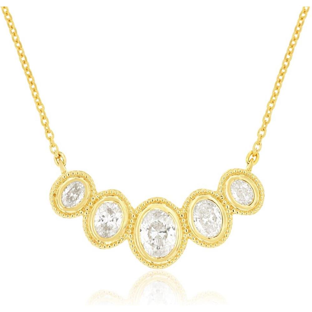 Royal 14K Yellow Gold Round Brilliant Diamond Necklace - 0.7 Carat Total Diamond Weight
