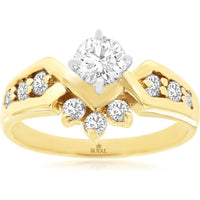 Royal 14K Yellow Gold Round Diamond Engagement Ring - 0.38 Carats Center Diamond, 0.42 Carats Total Diamond Weight