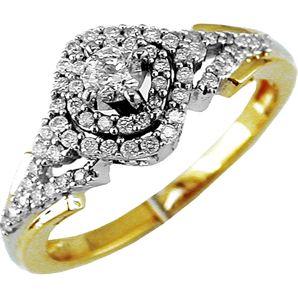 Royal 14K Yellow Gold Round Diamond Engagement Ring - 0.48 Carat Total Diamond Weight