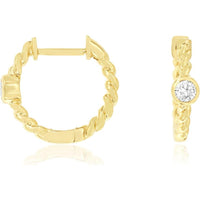 Royal 14K Yellow Gold Round Diamond Twisted Hoop Earrings - 0.14 Carat Total Diamond Weight