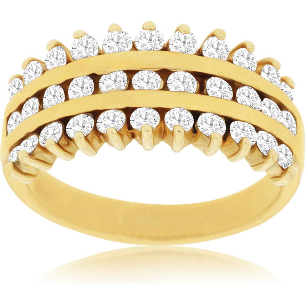 Royal 14K Yellow Gold Round Diamond Wedding Ring - 0.87 Carat Total Diamond Weight