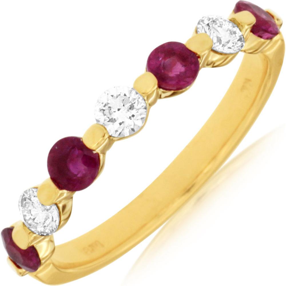 Royal 14K Yellow Gold Ruby & Diamond Band - Enchanting Elegance