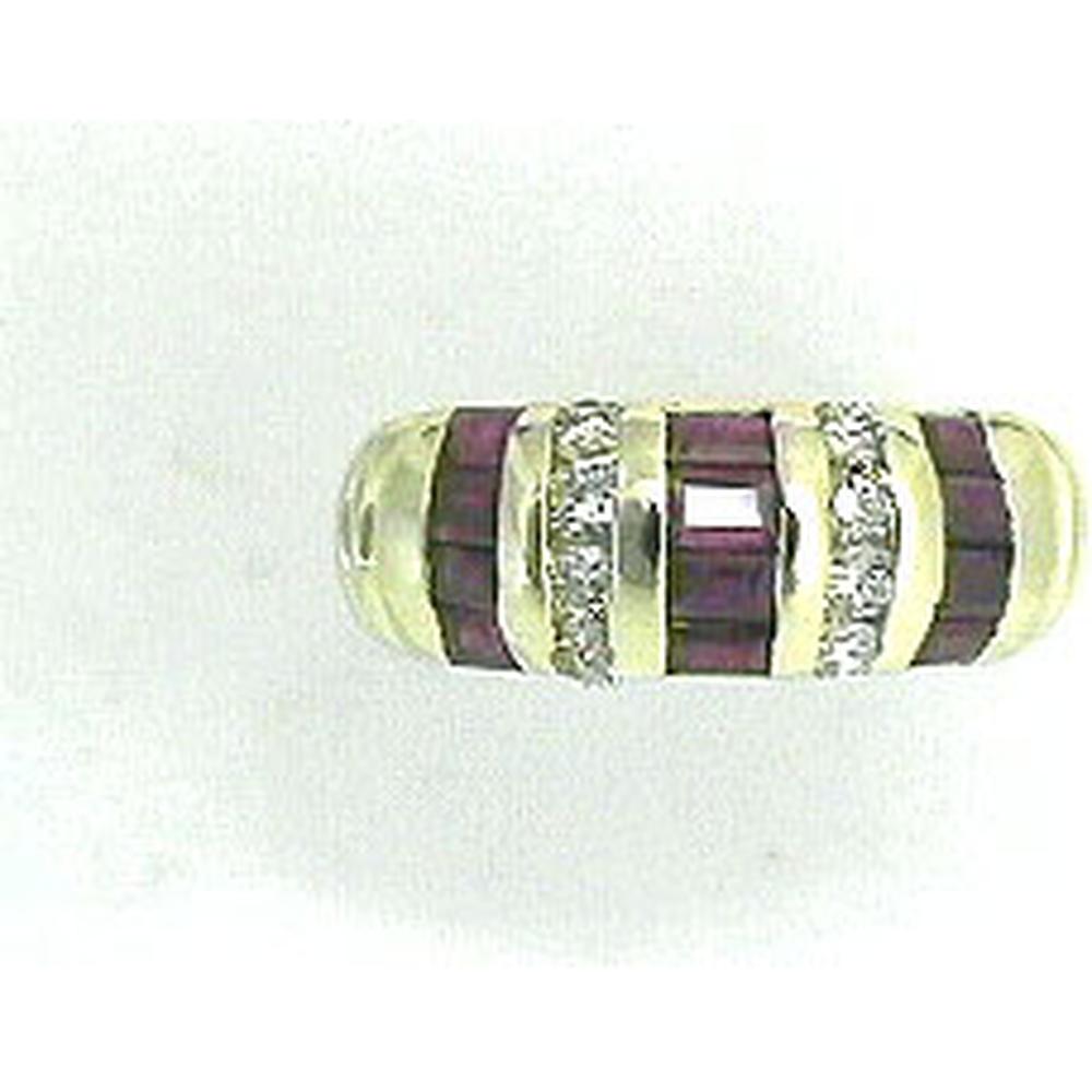 Royal 14K Yellow Gold Ruby & Diamond Band Ring with Baguette Rubies and Round Diamonds - 1.62 Carats Total Gem Weight