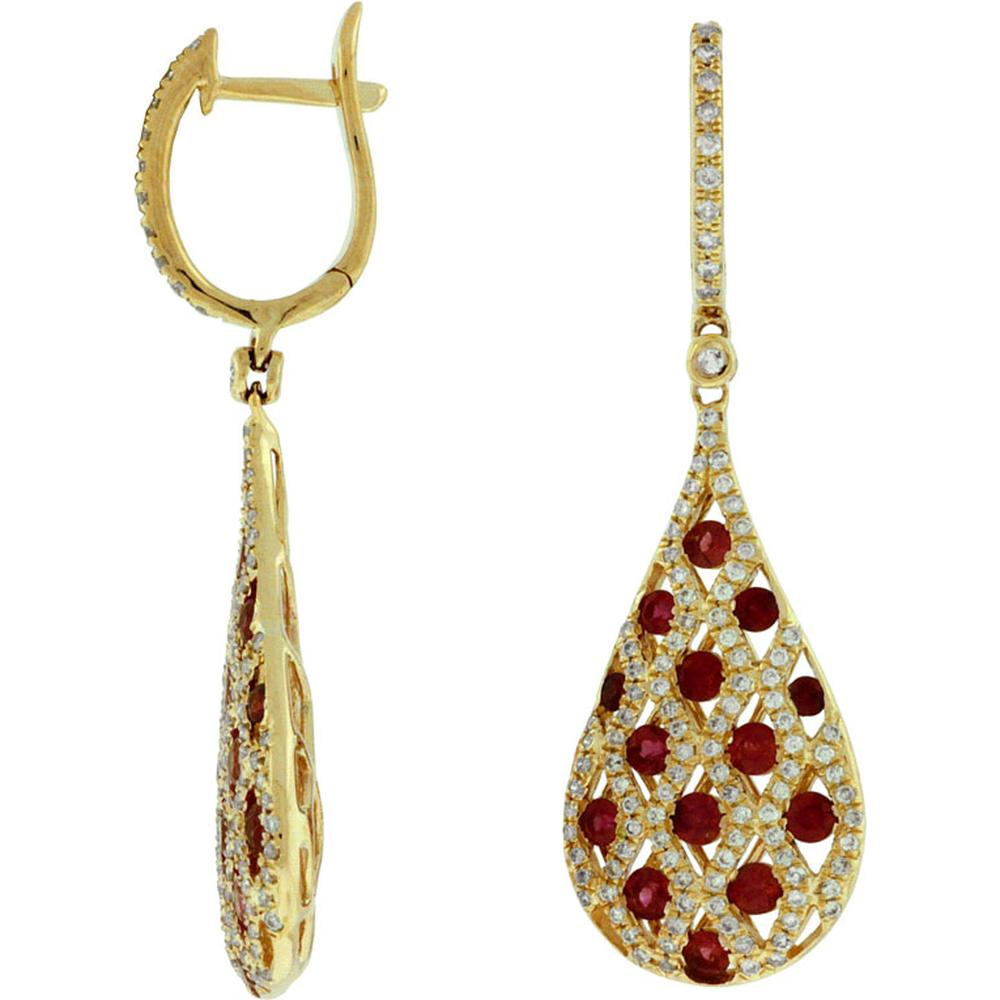 Royal 14K Yellow Gold Ruby and Diamond Cascade Earrings