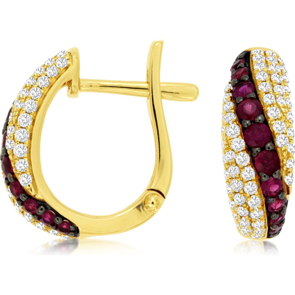 Royal 14K Yellow Gold Ruby & Diamond Earrings - 0.48 Carat Total Diamond Weight