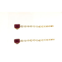 Royal 14K Yellow Gold Ruby and Diamond Earrings - 1.50 Carats Ruby and 1.50 Carats Total Diamond Weight
