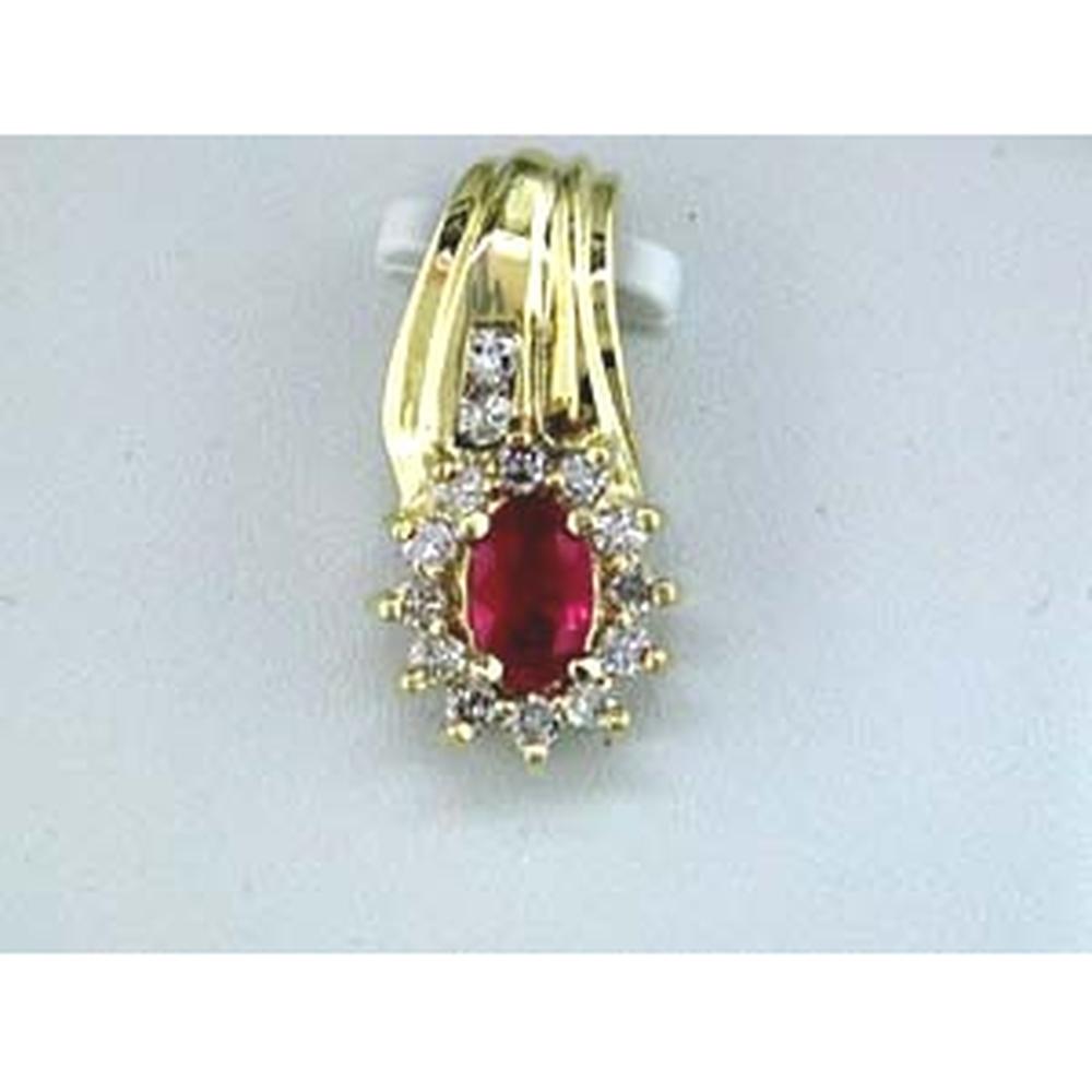 Royal 14K Yellow Gold Ruby & Diamond Halo Pendant - 0.45 Carat Ruby
