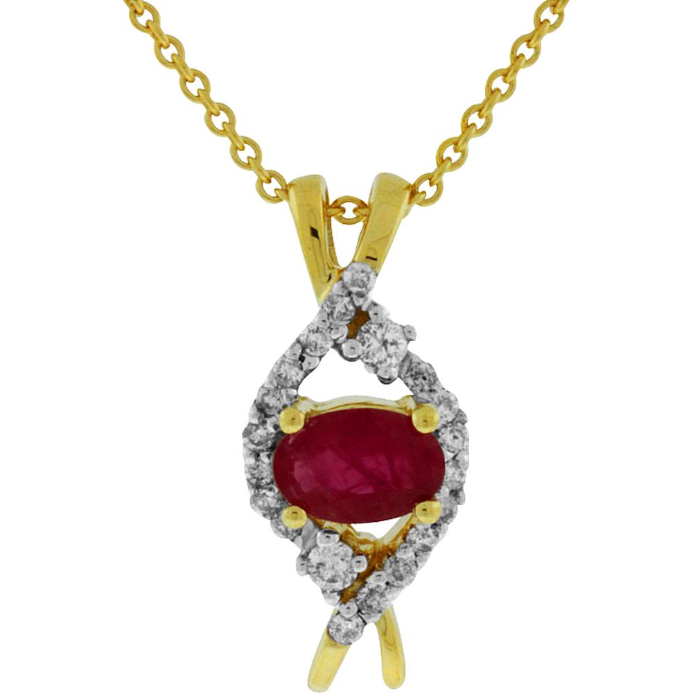 Royal 14K Yellow Gold Ruby & Diamond Halo Pendant - 0.55 Carat Ruby