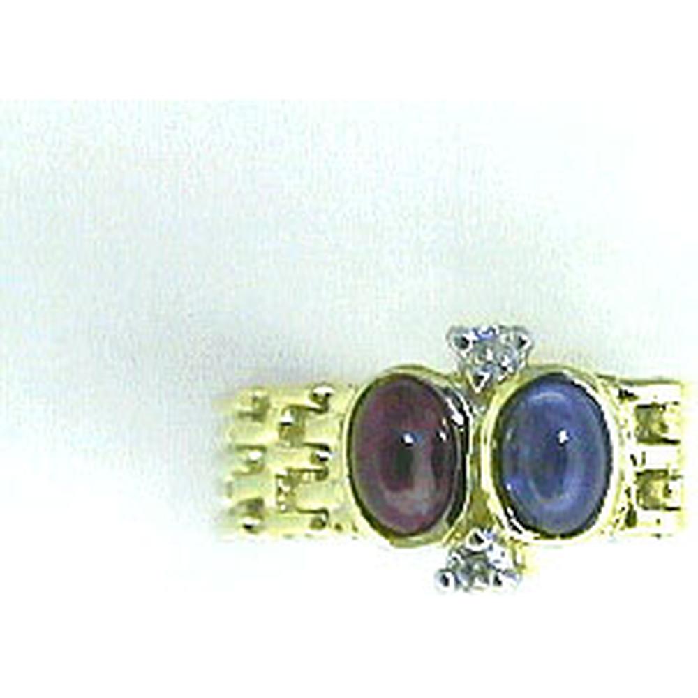 Royal 14K Yellow Gold Ruby and Diamond Oval Ring - 0.07 Carat Total Diamond Weight