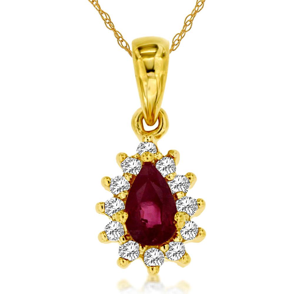 Royal 14K Yellow Gold Ruby & Diamond Pendant - Elegant Beauty