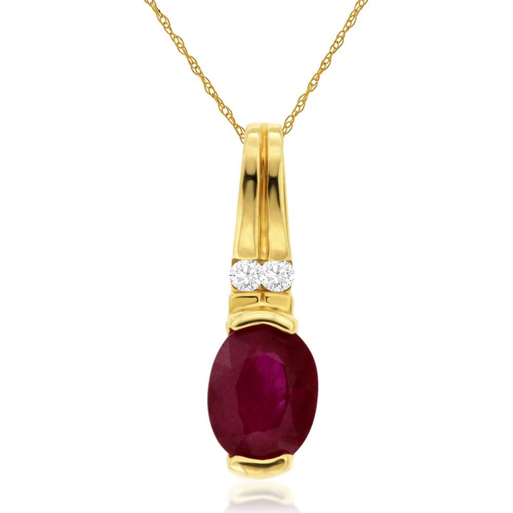 Royal 14K Yellow Gold Ruby & Diamond Pendant - Elegant Statement Piece