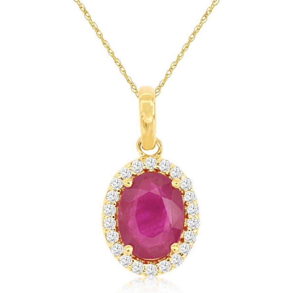 Royal 14K Yellow Gold Ruby & Diamond Pendant - Exquisite Elegance