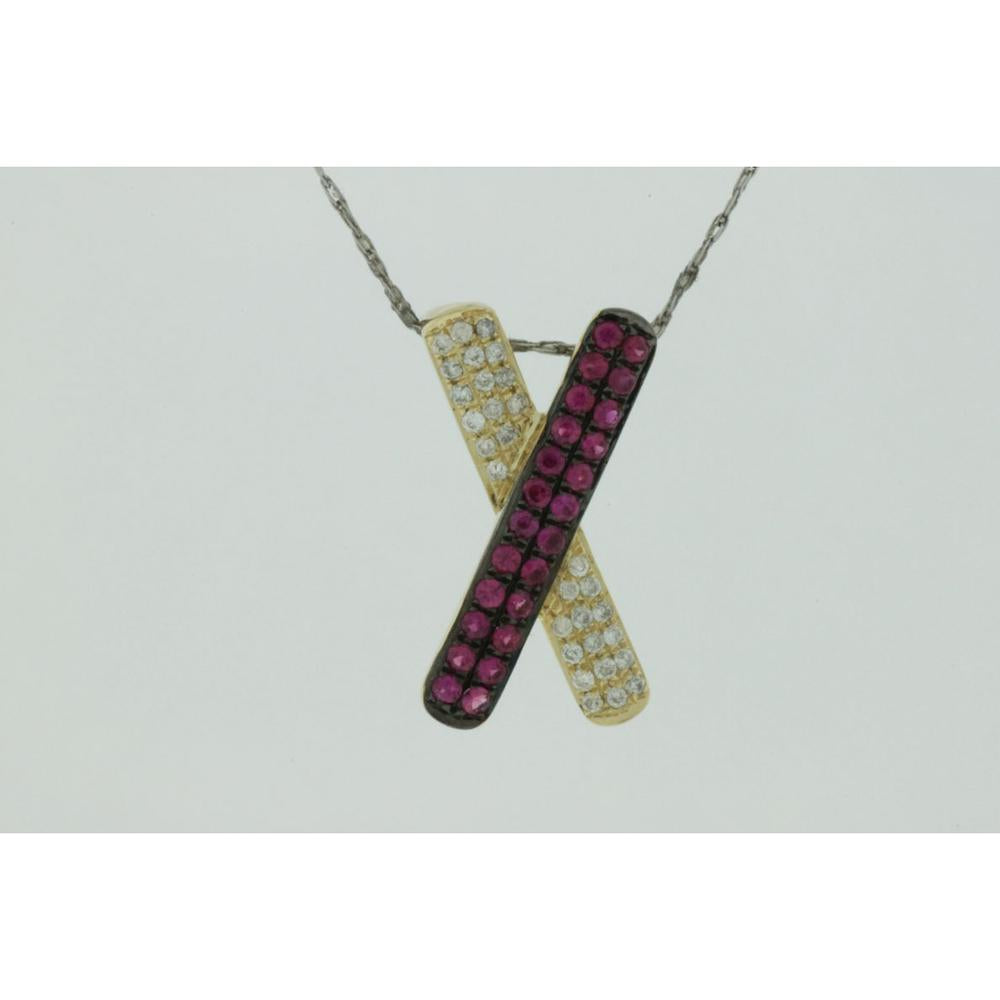 Royal 14K Yellow Gold Ruby & Diamond Pendant - Exquisite Gemstone Necklace