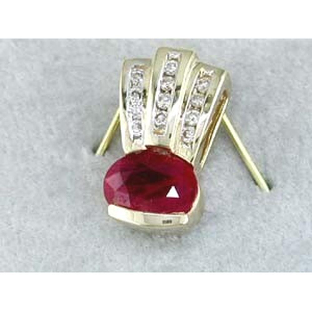 Royal 14K Yellow Gold Ruby & Diamond Pendant - Timeless Elegance