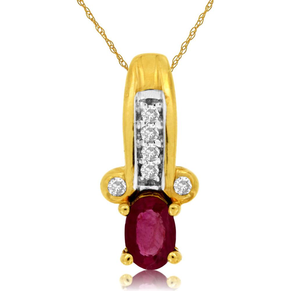 Royal 14K Yellow Gold Ruby & Diamond Pendant - Timeless Elegance