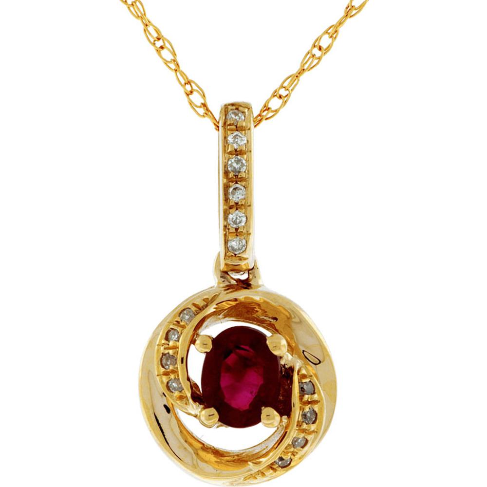 Royal 14K Yellow Gold Ruby & Diamond Pendant - Timeless Elegance & Radiant Beauty
