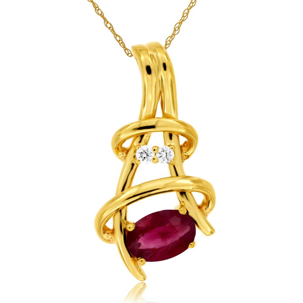 Royal 14K Yellow Gold Ruby & Diamond Pendant - Timeless Elegance
