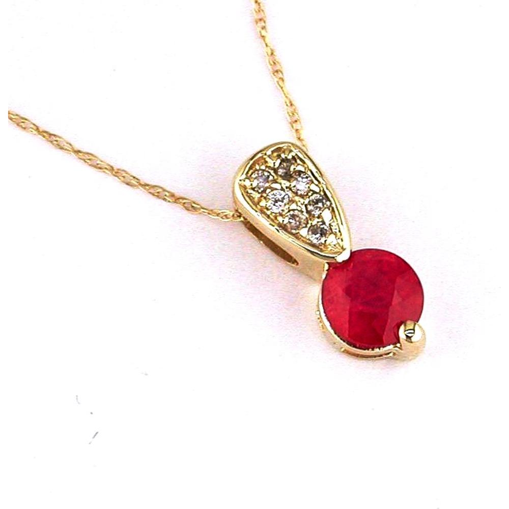 Royal 14K Yellow Gold Ruby and Diamond Pendant - Timeless Elegance
