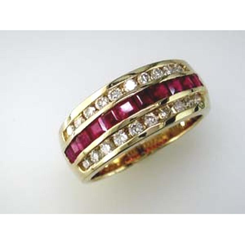 Royal 14K Yellow Gold Ruby & Diamond Ring - 0.52 Carat Ruby & 1.10 Carat Diamond Total Weight