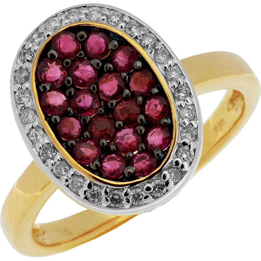 Royal 14K Yellow Gold Ruby & Diamond Ring - 0.78 Carat Ruby, 0.17 Carat Diamond