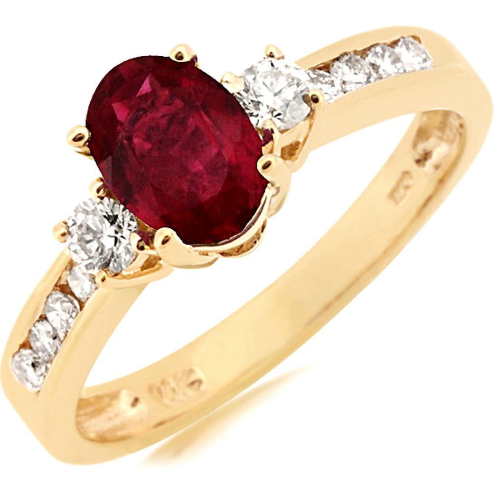 Royal 14K Yellow Gold Ruby & Diamond Ring - 0.90 Carat Ruby, 0.40 Carat Diamond Total Weight